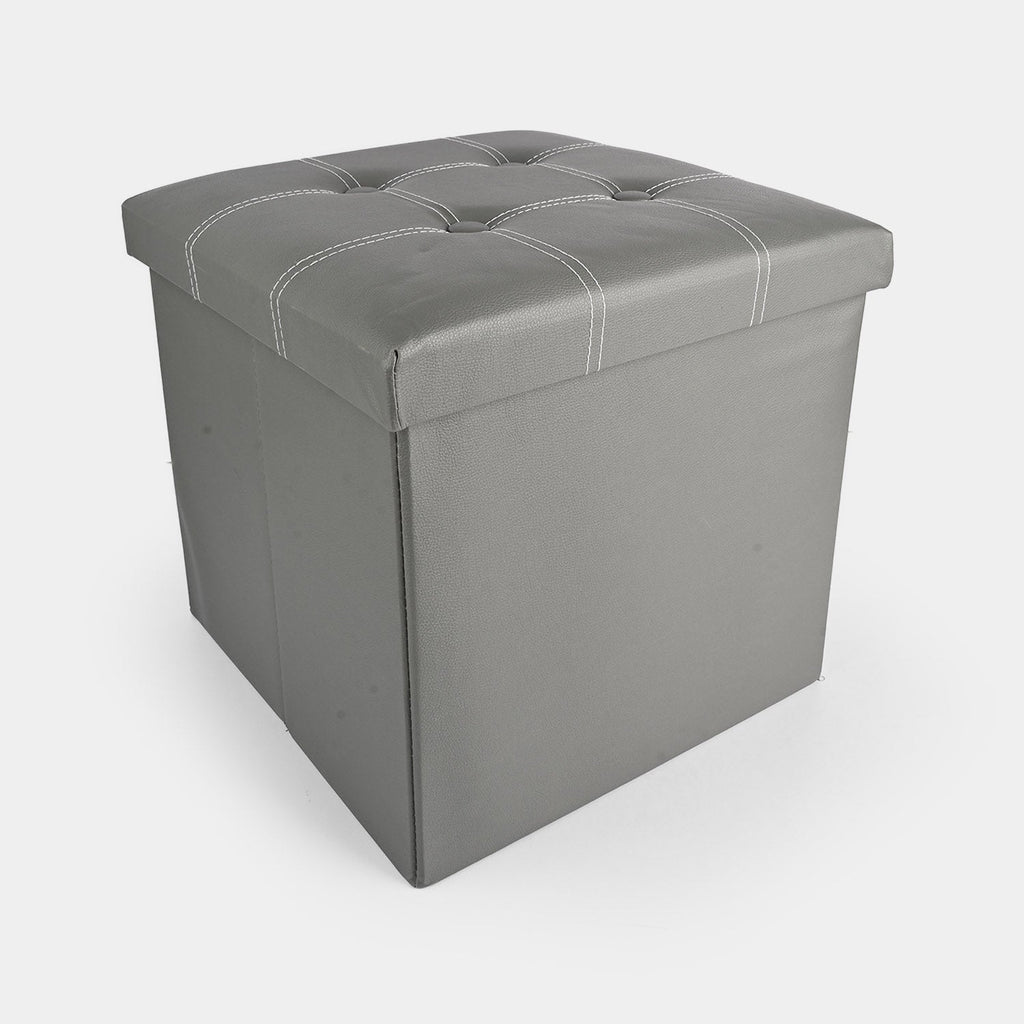 Foldable Storage Ottoman – Grey