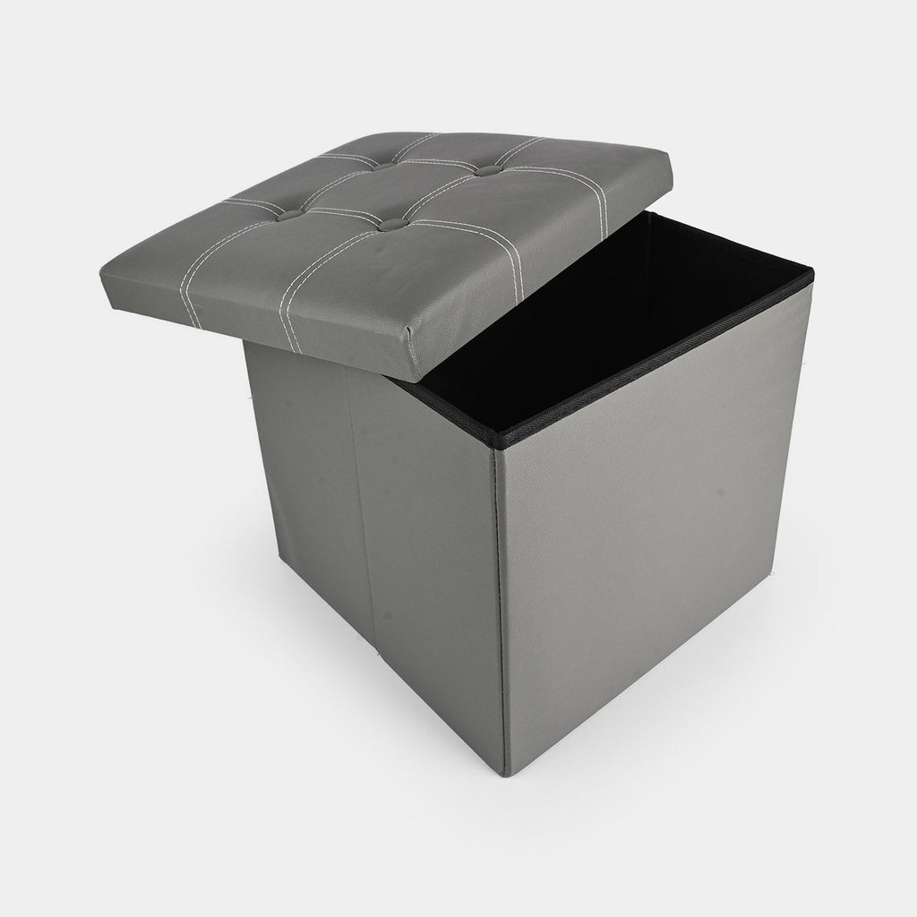Foldable Storage Ottoman – Grey