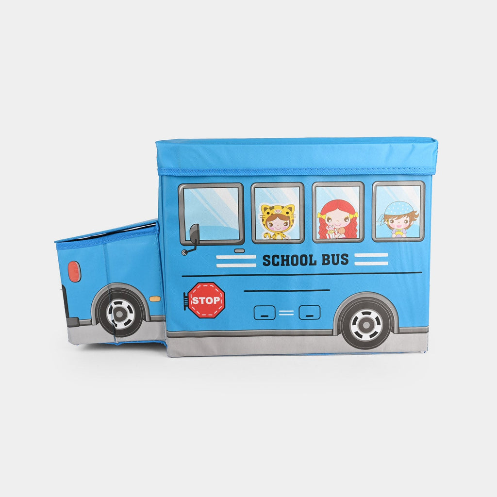 Blue School Bus Storage Box – Foldable Kids Toy Organizer