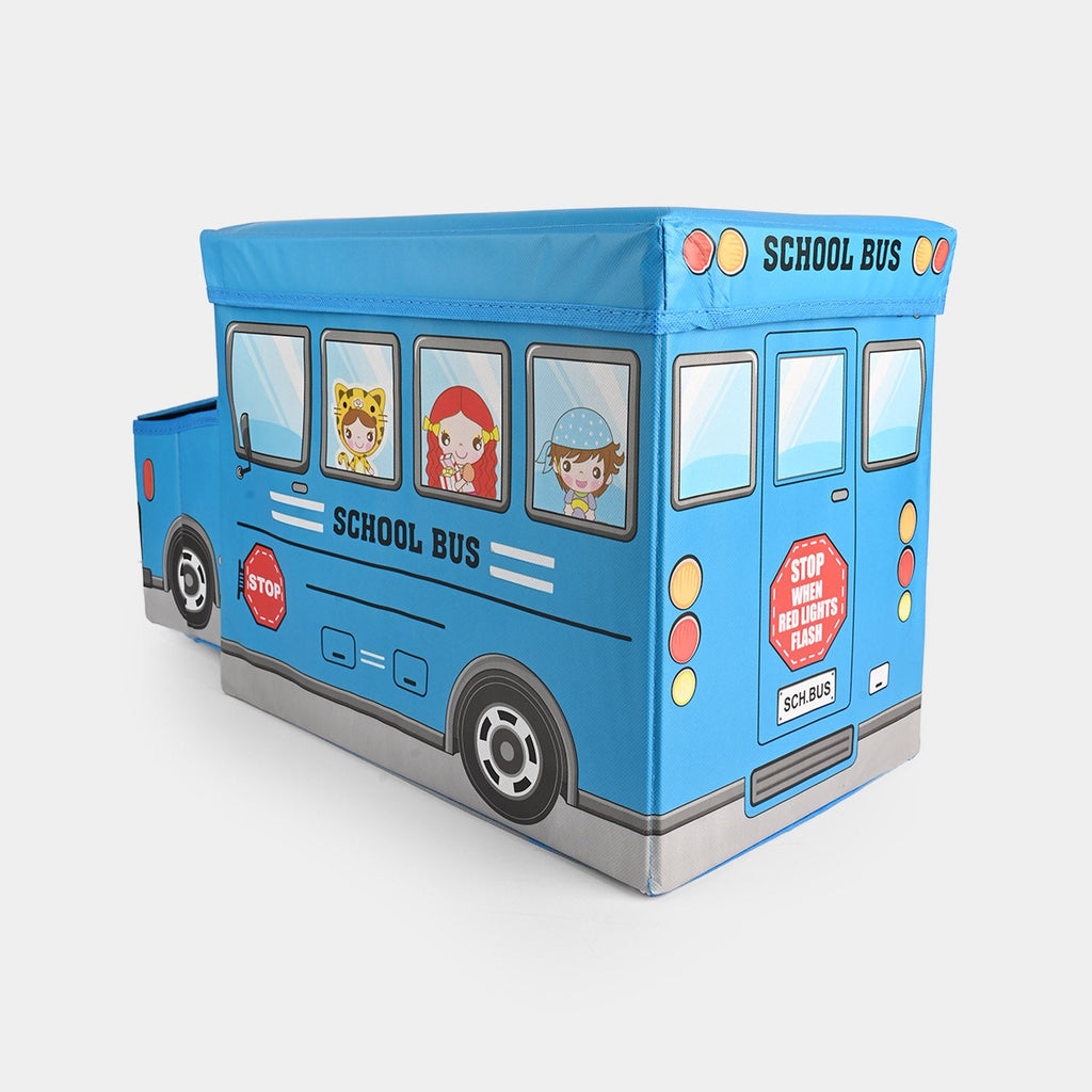 Blue School Bus Storage Box – Foldable Kids Toy Organizer