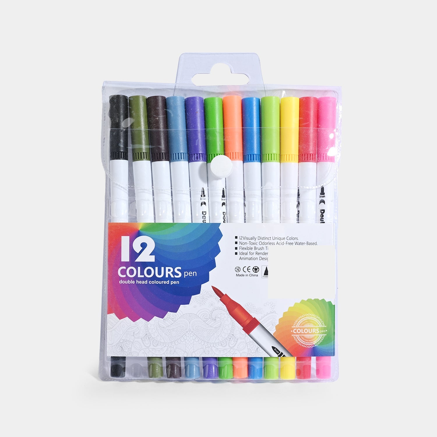 Double-Headed Water-Based Color Marker Pen | 12Pcs