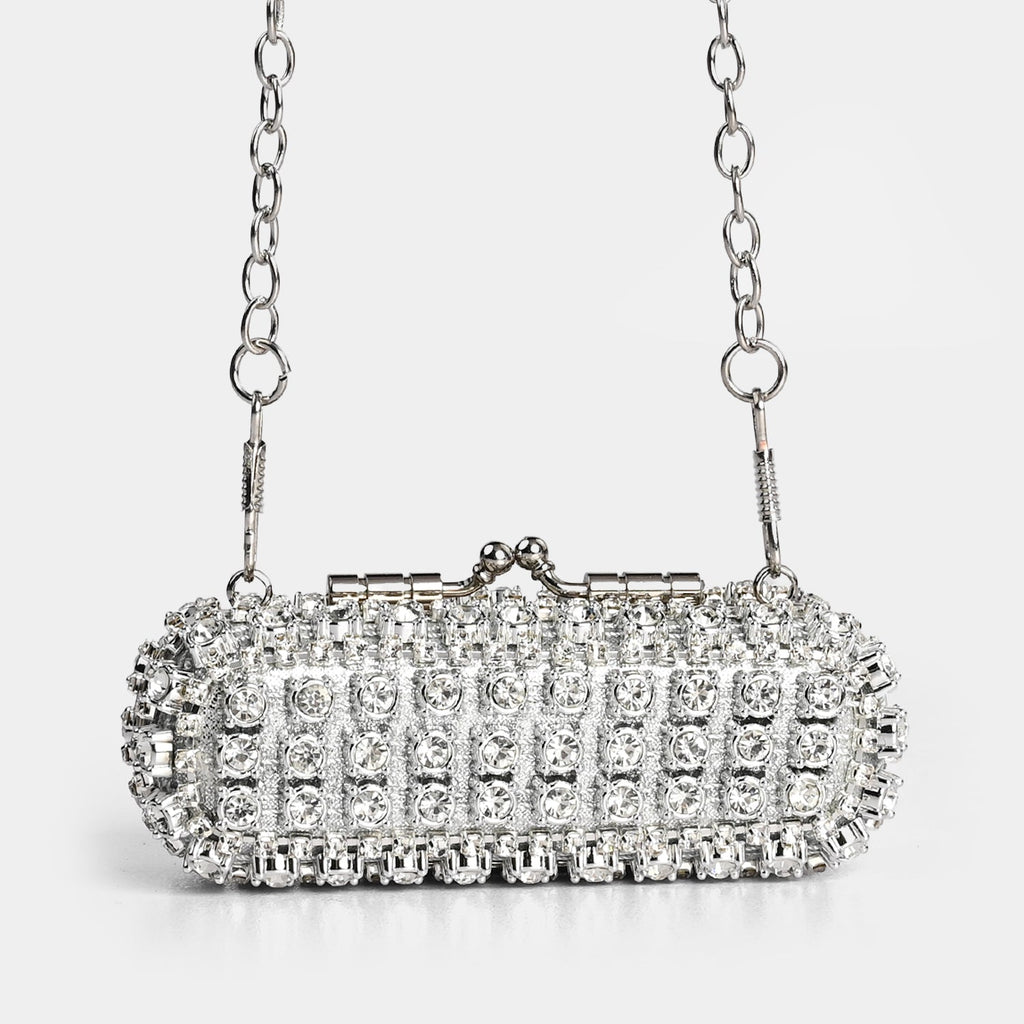 Crystal Clutch Bag With Chain Strap