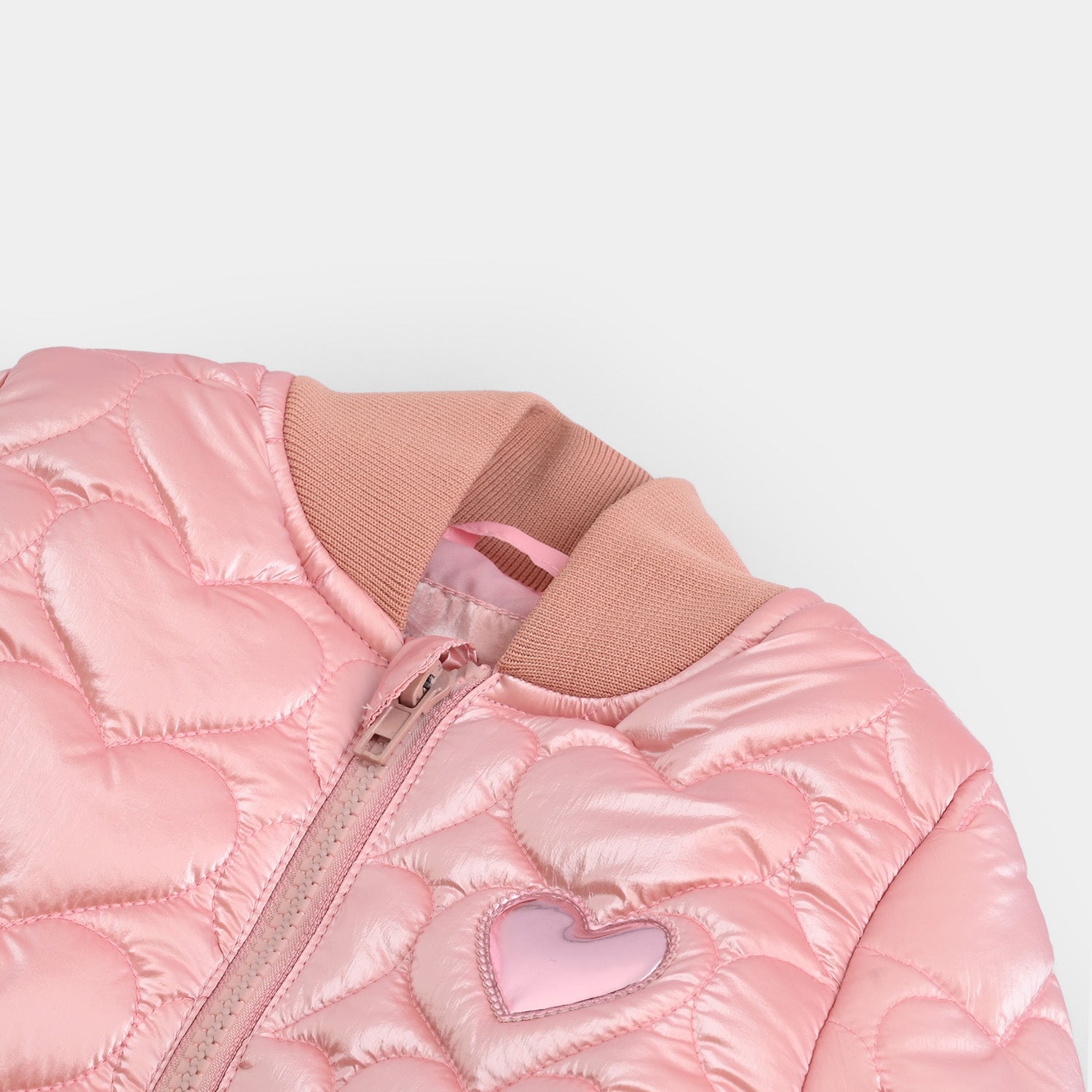 Infant Girls Taffeta Quilted Jacket F/S Hearts-Pink
