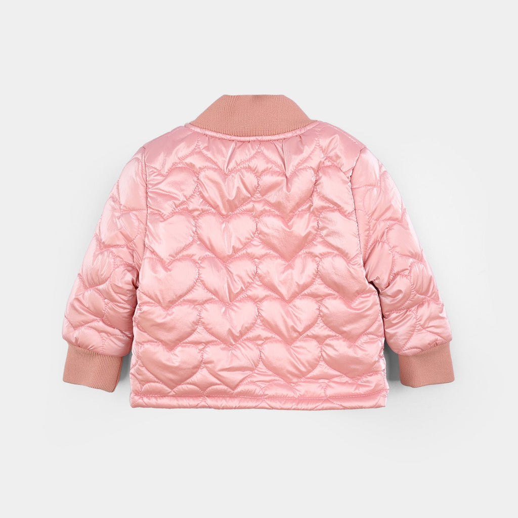 Infant Girls Taffeta Quilted Jacket F/S Hearts-Pink