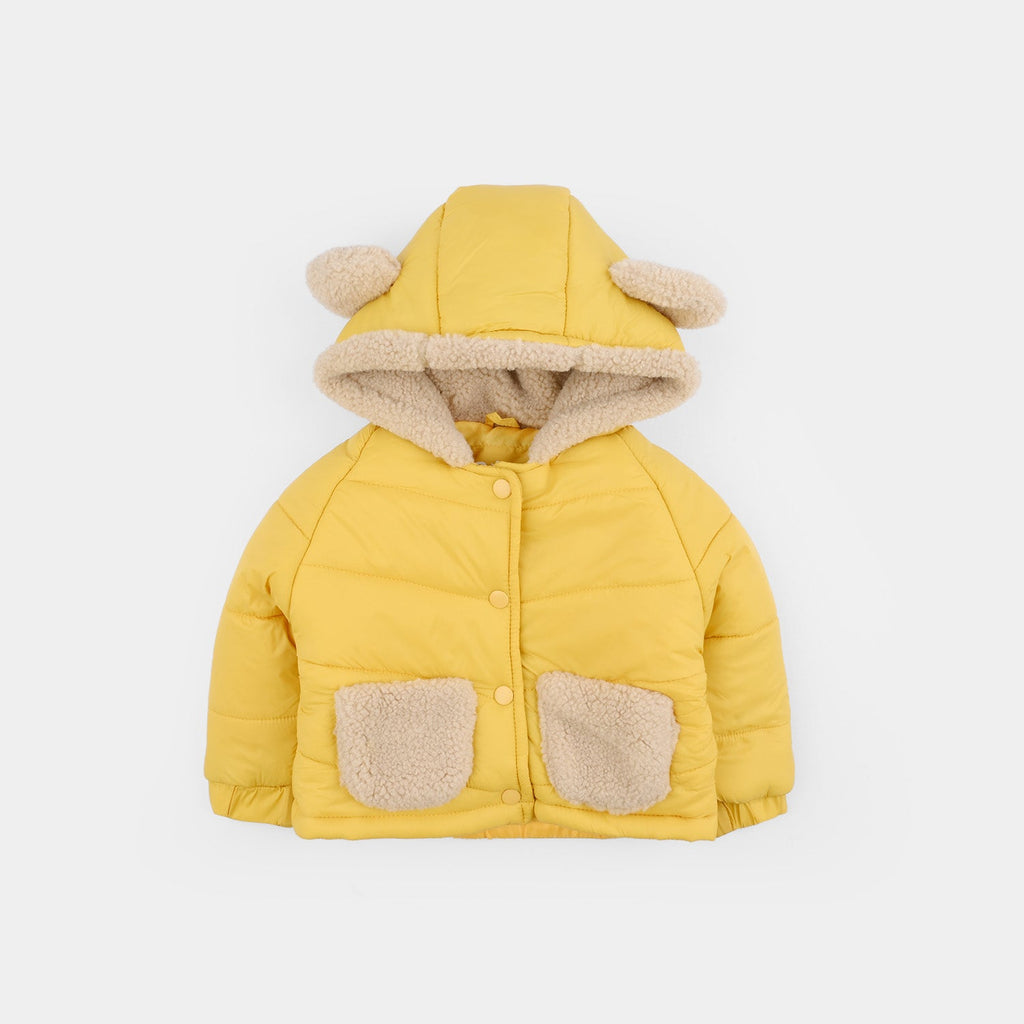 Infant Girls Taffeta Hooded Jacket F/S Bunny-Yellow