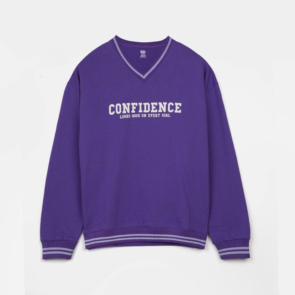 Teens Girls Jersey/Terry Sweatshirt Confidence-Purple