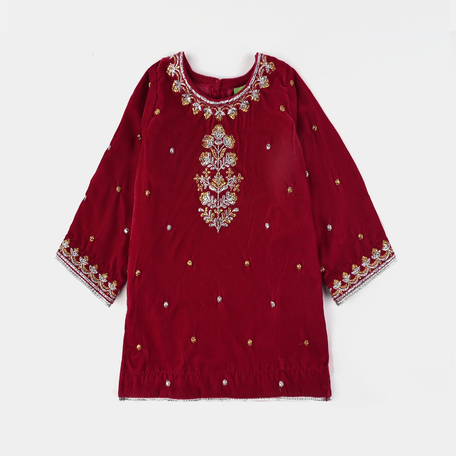 Infant Girls Velvet Fancy Suit Glitter-Magenta