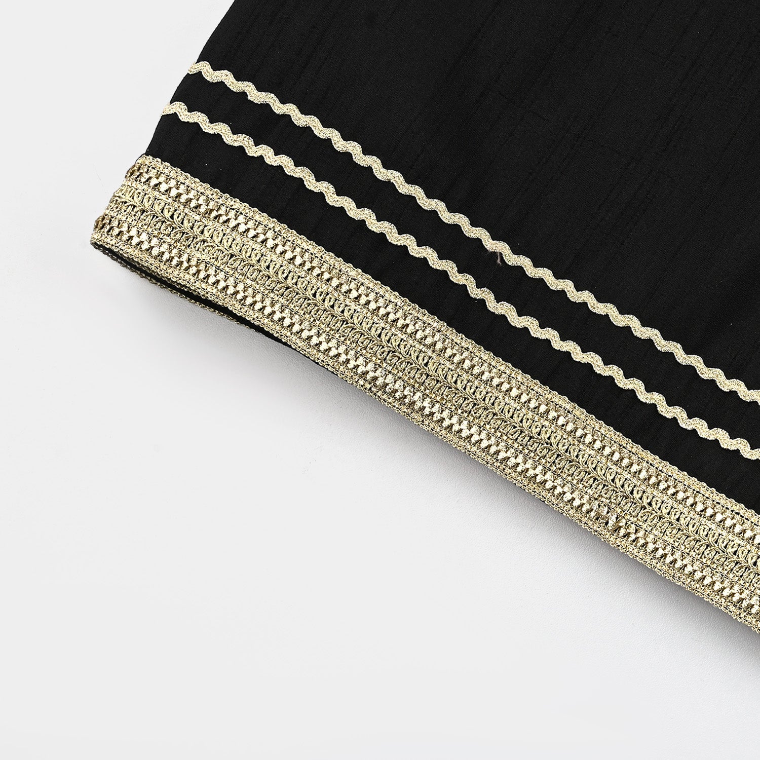 Girls Raw Silk Fancy 3Pcs Nazakat-BLACK