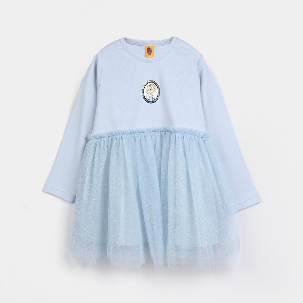 Girls Net Frock -Light Blue