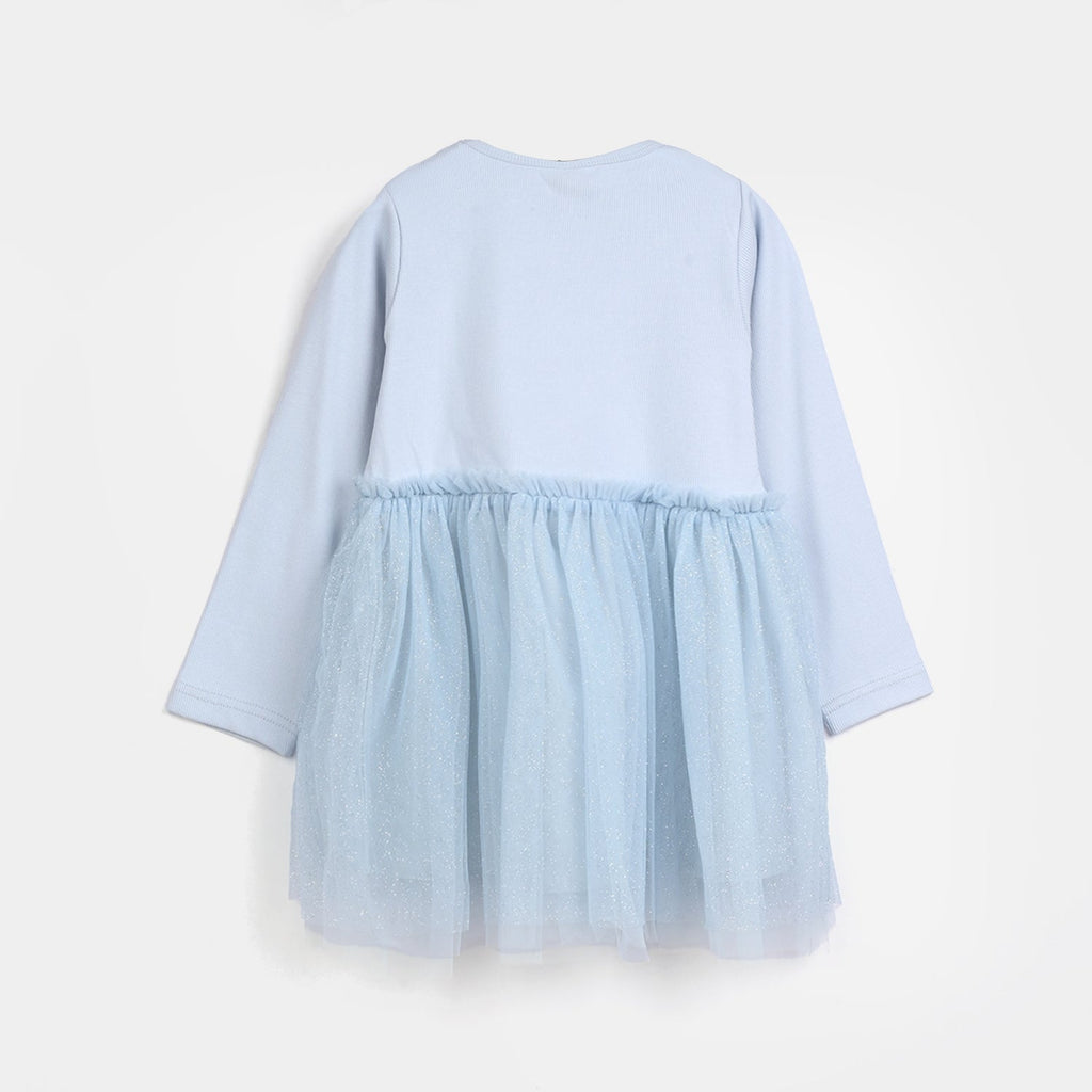 Girls Net Frock -Light Blue