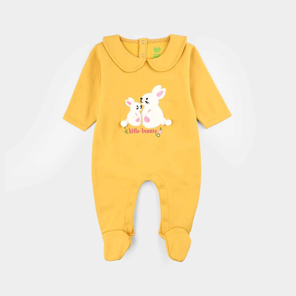 Infant Girls Fleece Romper LITTLE BUNNY-Yellow