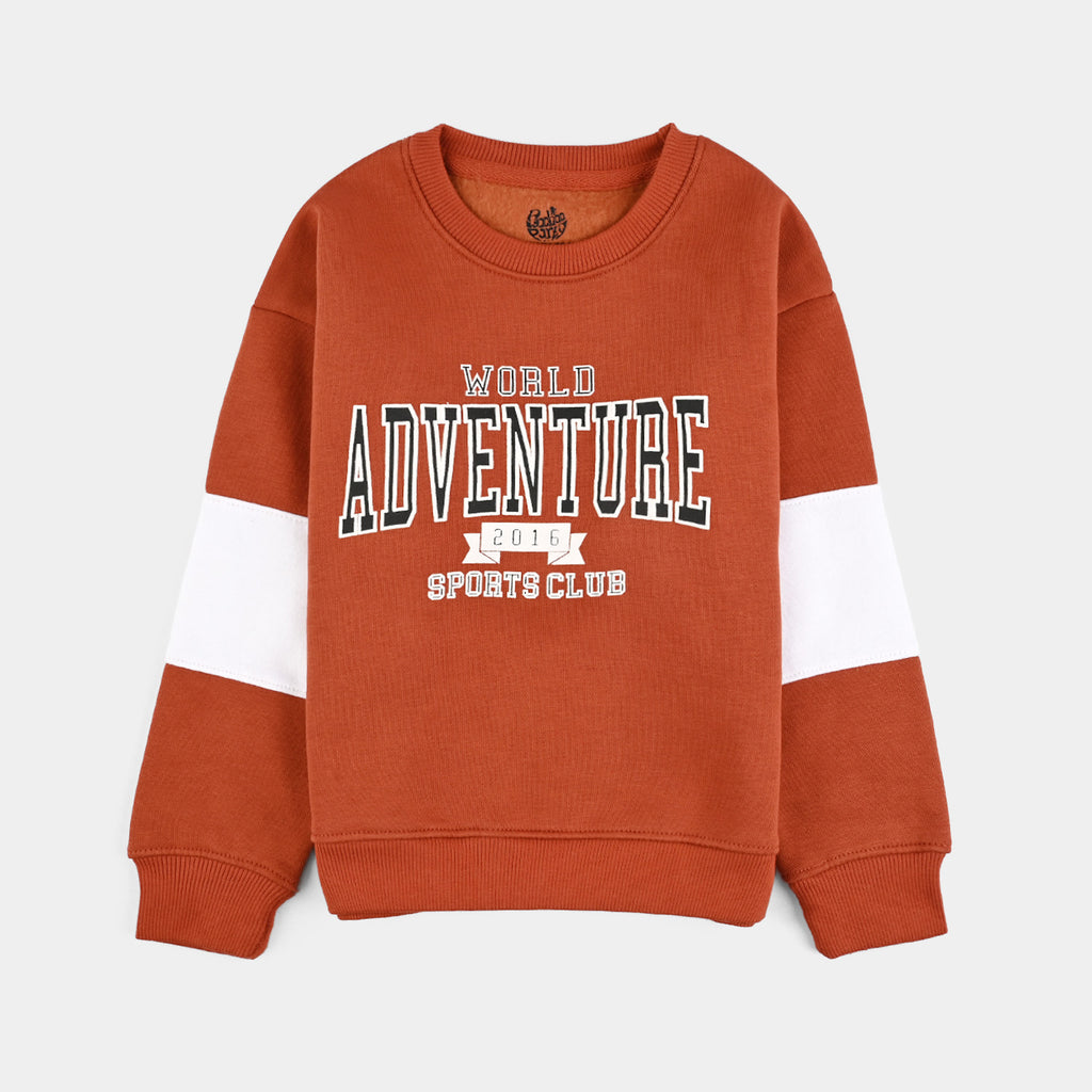 Teens Boys Fleece Sweatshirt World Adventure-Orange