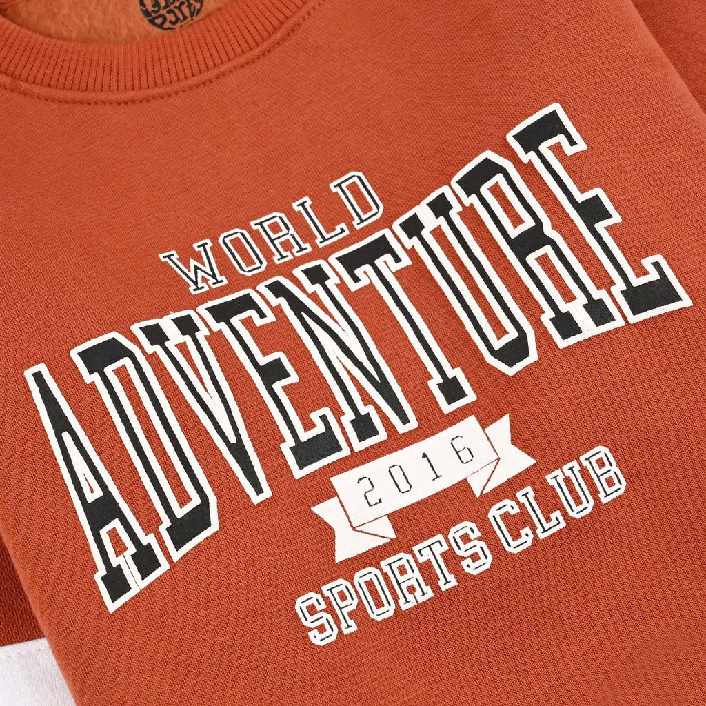 Teens Boys Fleece Sweatshirt World Adventure-Orange