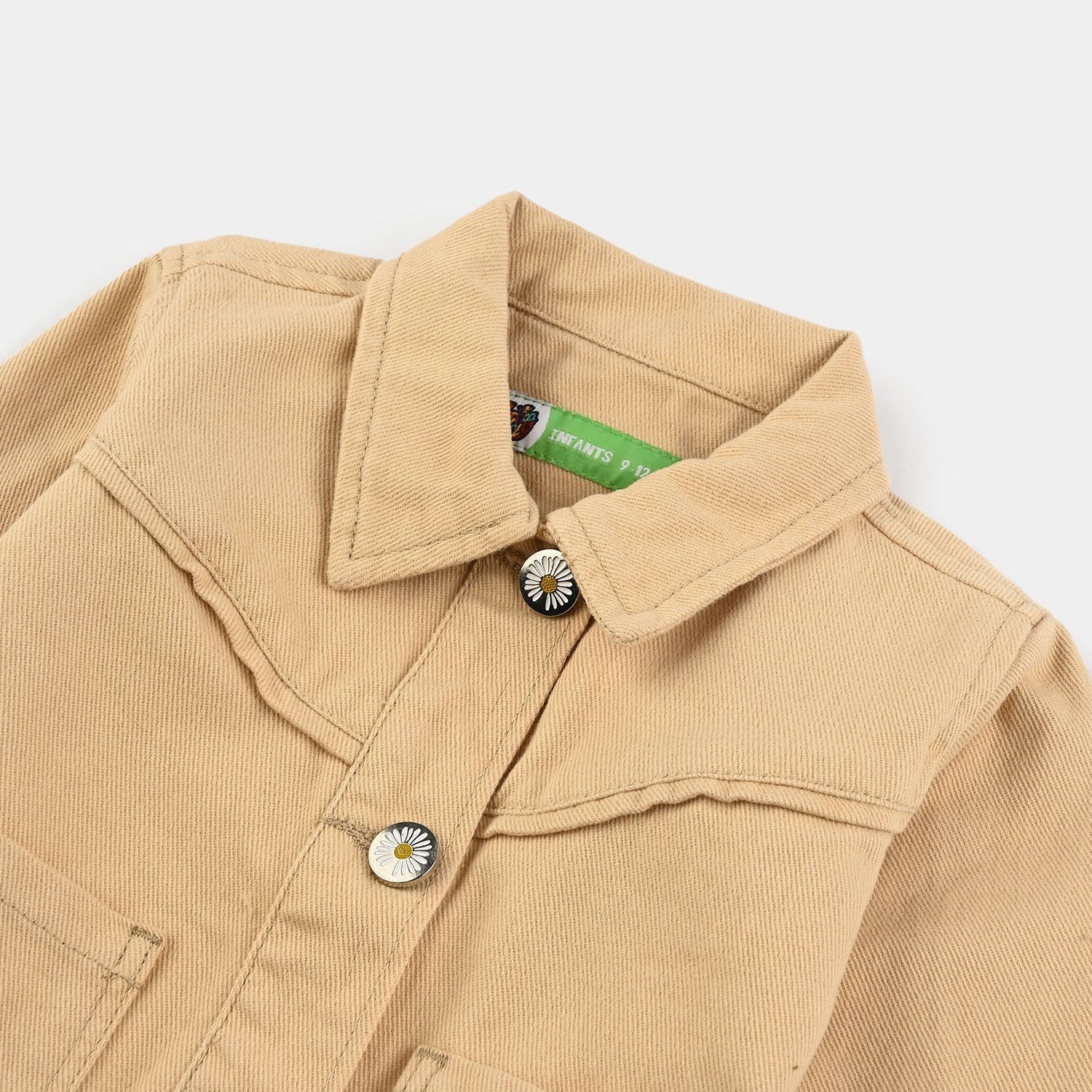 Infant Girls Cotton Twill Woven Jacket Floral-BEIGE
