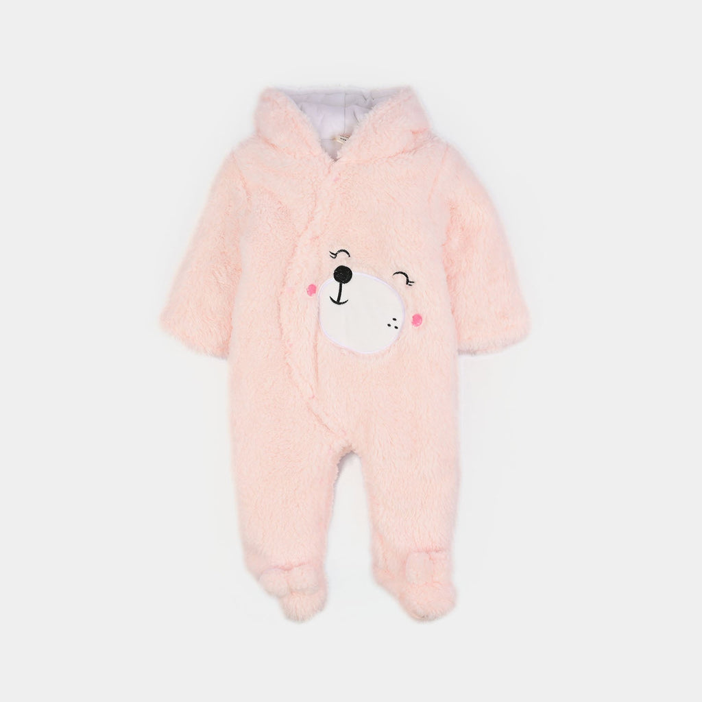 Infant Unisex Faux fur Romper-PINK