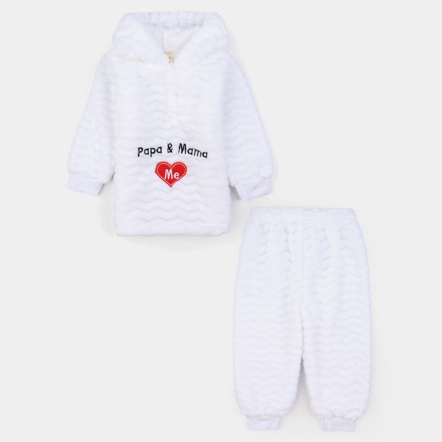 Infant Boys Faux fur 2 Pcs Suit -White