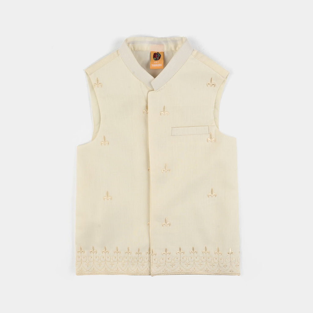 Boys Cotton Slub 3Piece Suit (Blended)-Off.White