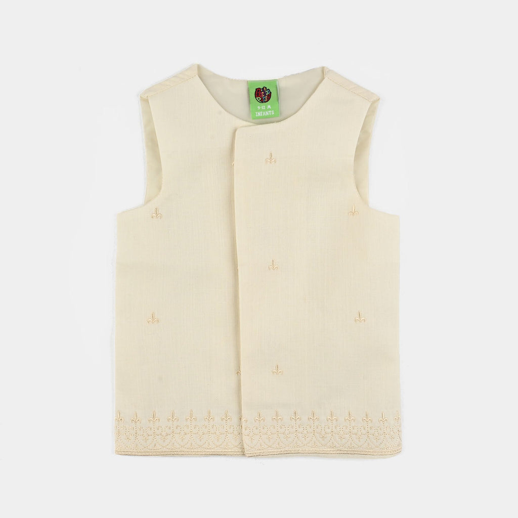 Infant Boys Cotton Slub 3Piece Suit (Blended)-OFF-White