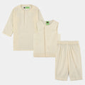 Infant Boys Cotton Slub 3Piece Suit (Blended)-OFF-White