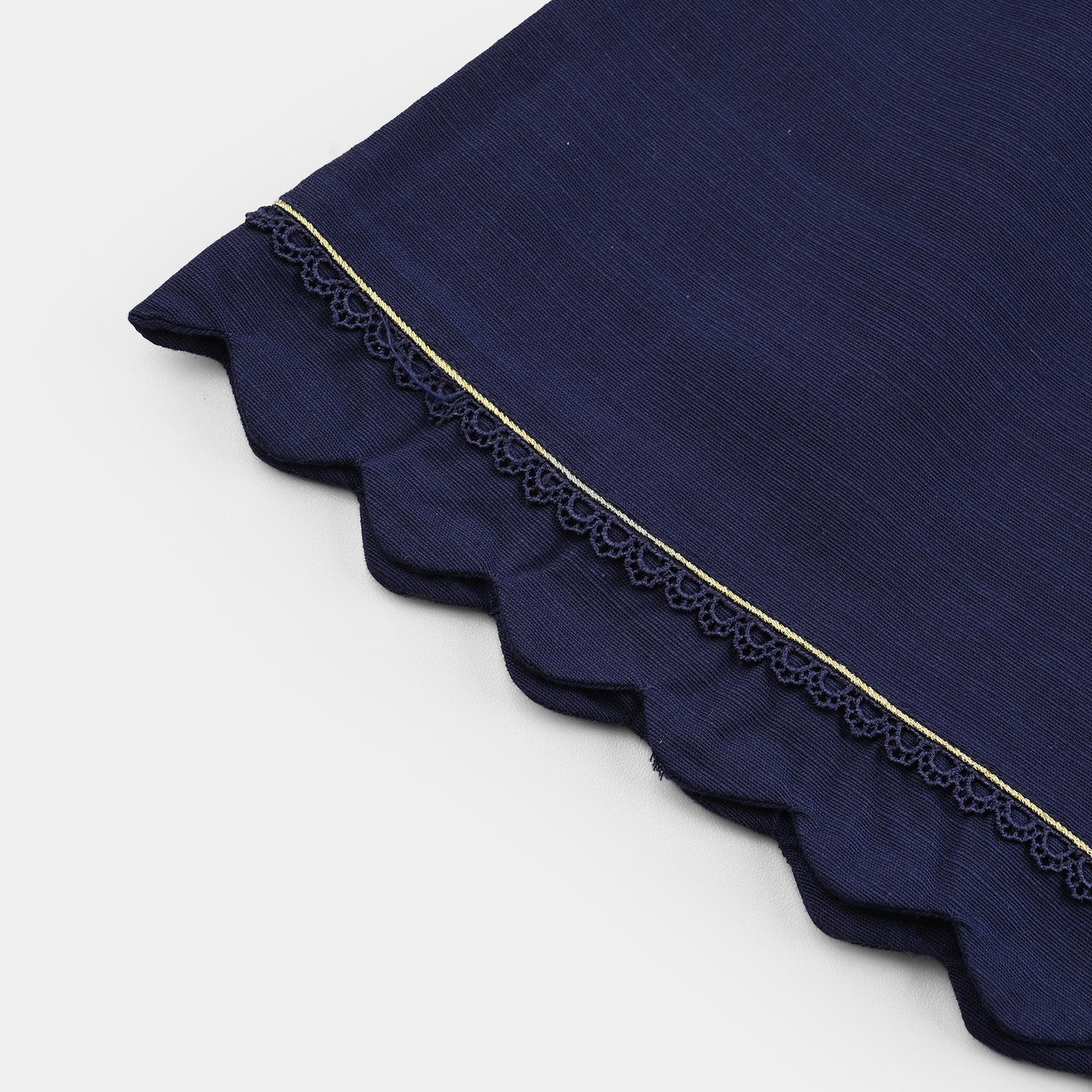 Girls Cotton Slub Emb 2Pcs Roshni-Navy Blue