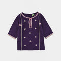 Infant Girls Cotton Slub Emb Kurti Haseen-Purple