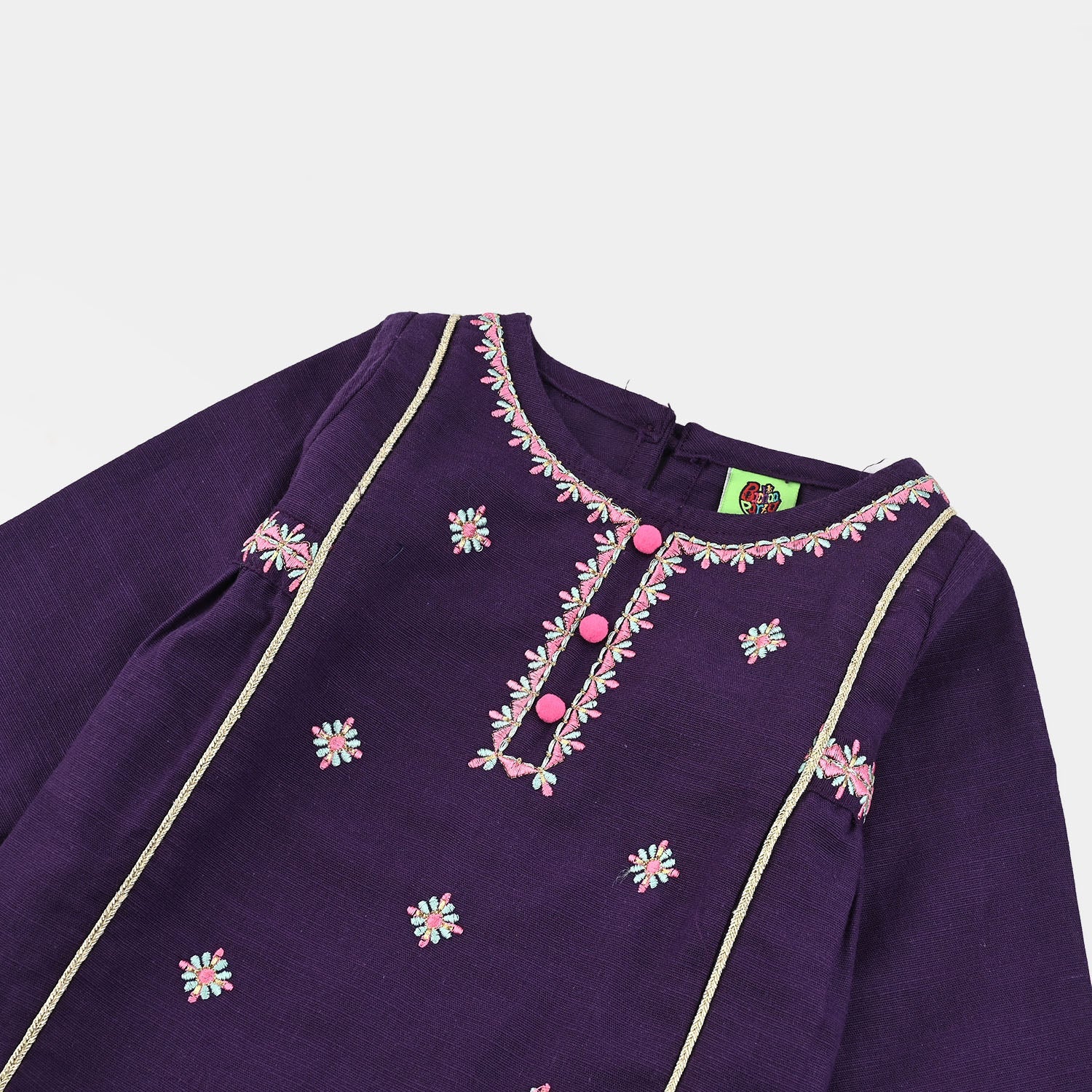 Infant Girls Cotton Slub Emb Kurti Haseen-Purple