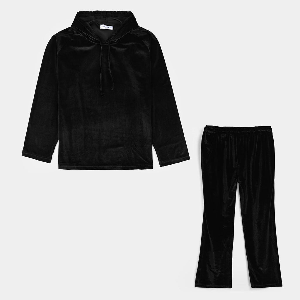 Teens Girls Velvet Velvet CO-Ord Set-BLACK