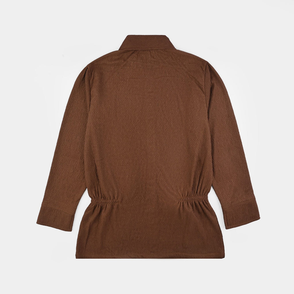 Teens Girls Cotton Knitted CO-Ord Set-BROWN