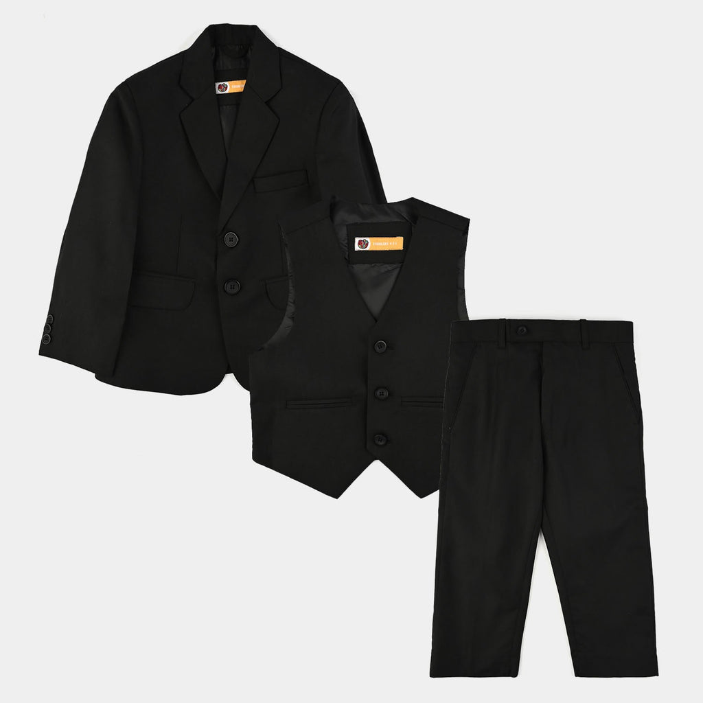 Boys Cotton Twill 3 Piece suit-BLACK