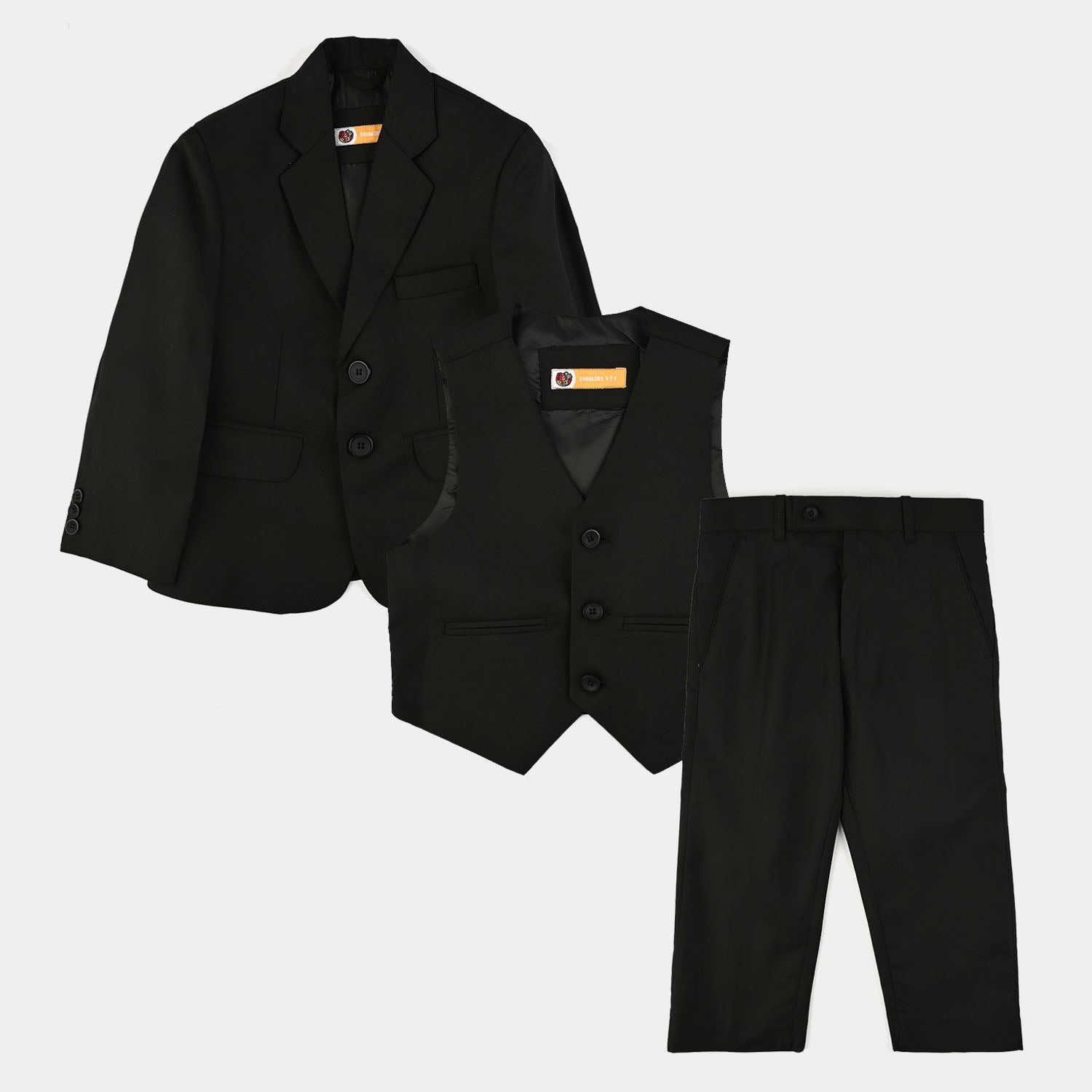 Boys Cotton Twill 3 Piece suit-BLACK