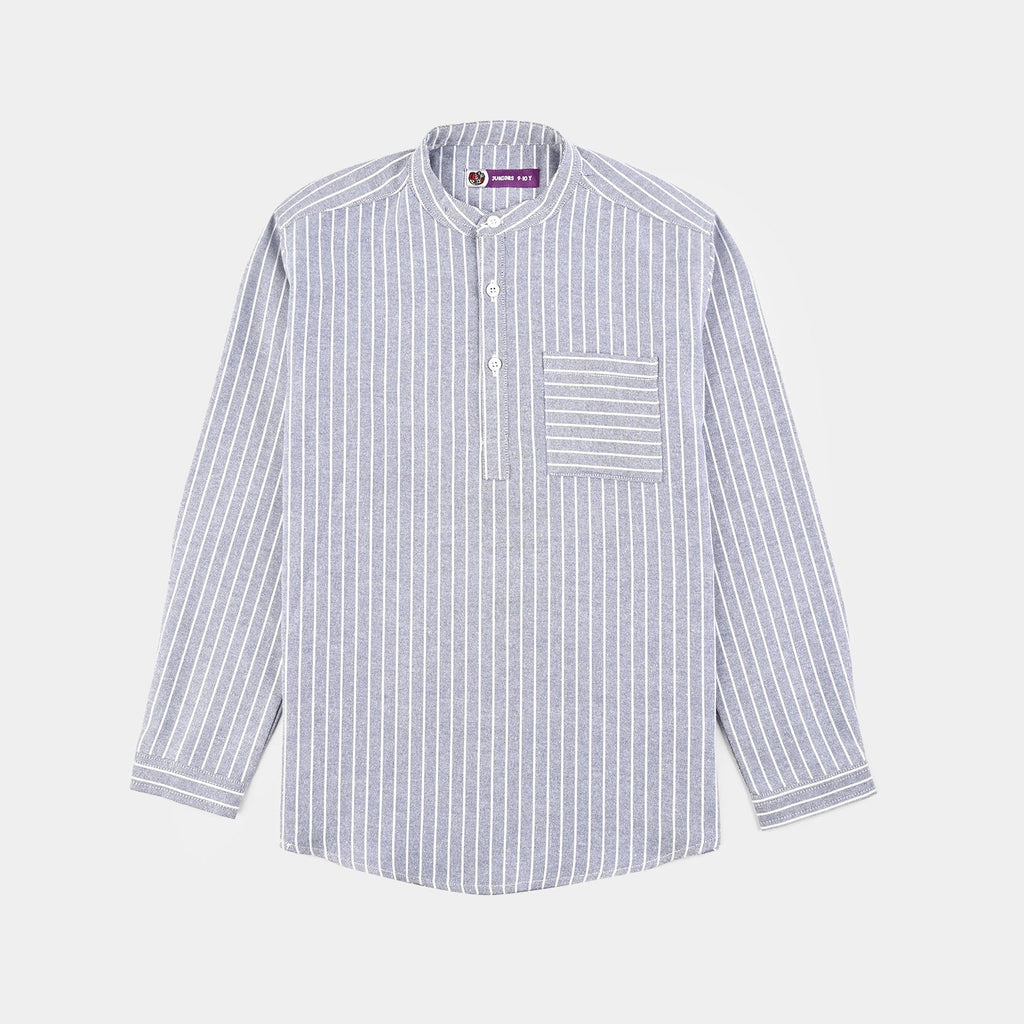 Boys Yarn Dyed Shirt (Tunic Bold Stripe)-BLUE