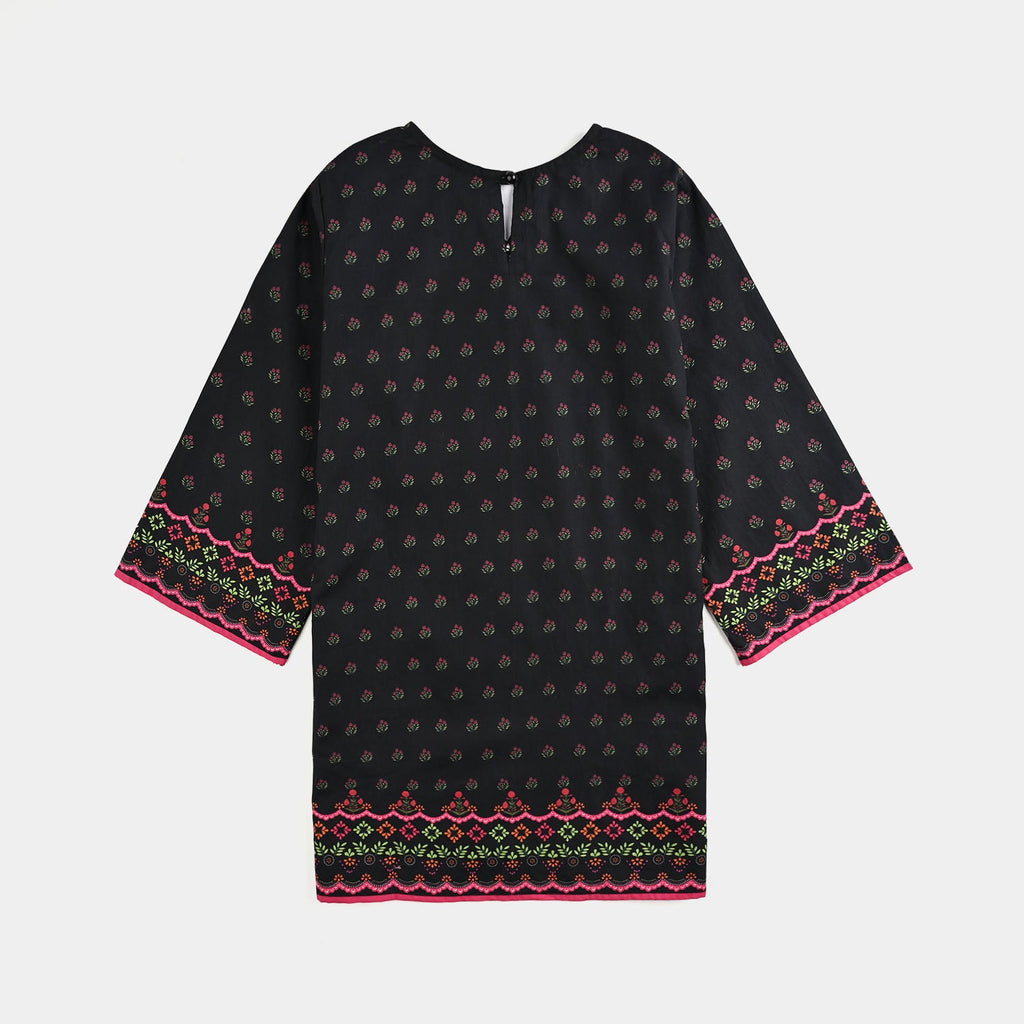 Girls Cotton Printed Kurti Dusky-BLACK
