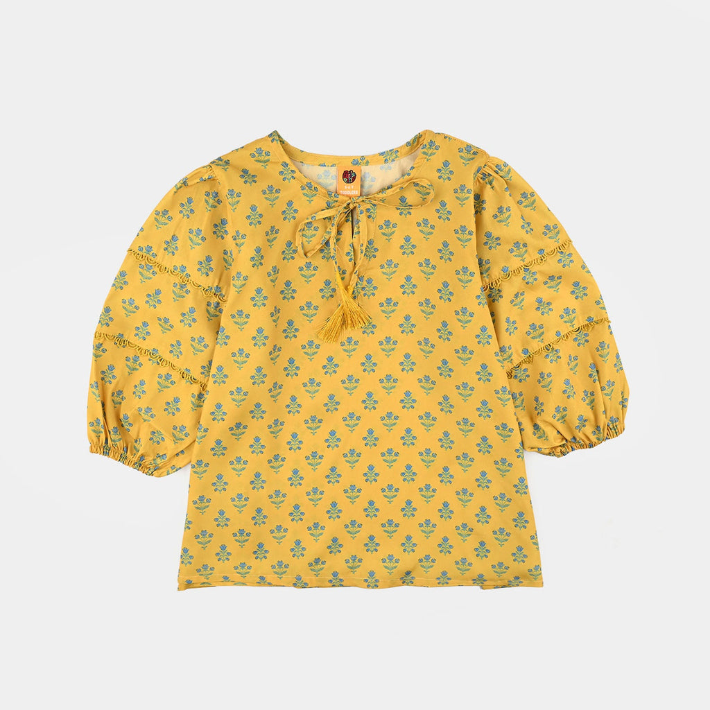 Girls Cotton Casual Top Sunshine-Yellow