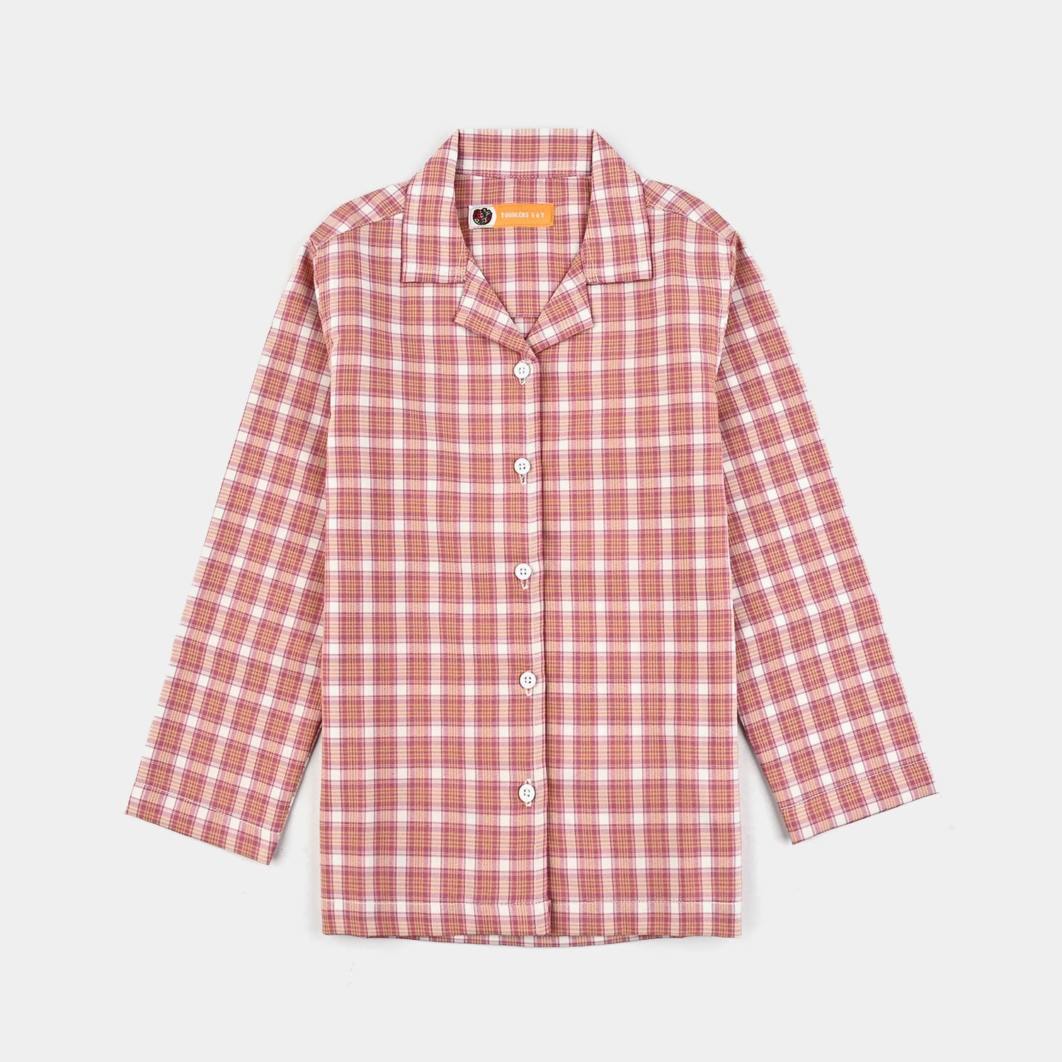 Girls Woven Night Suit-Check-Multi