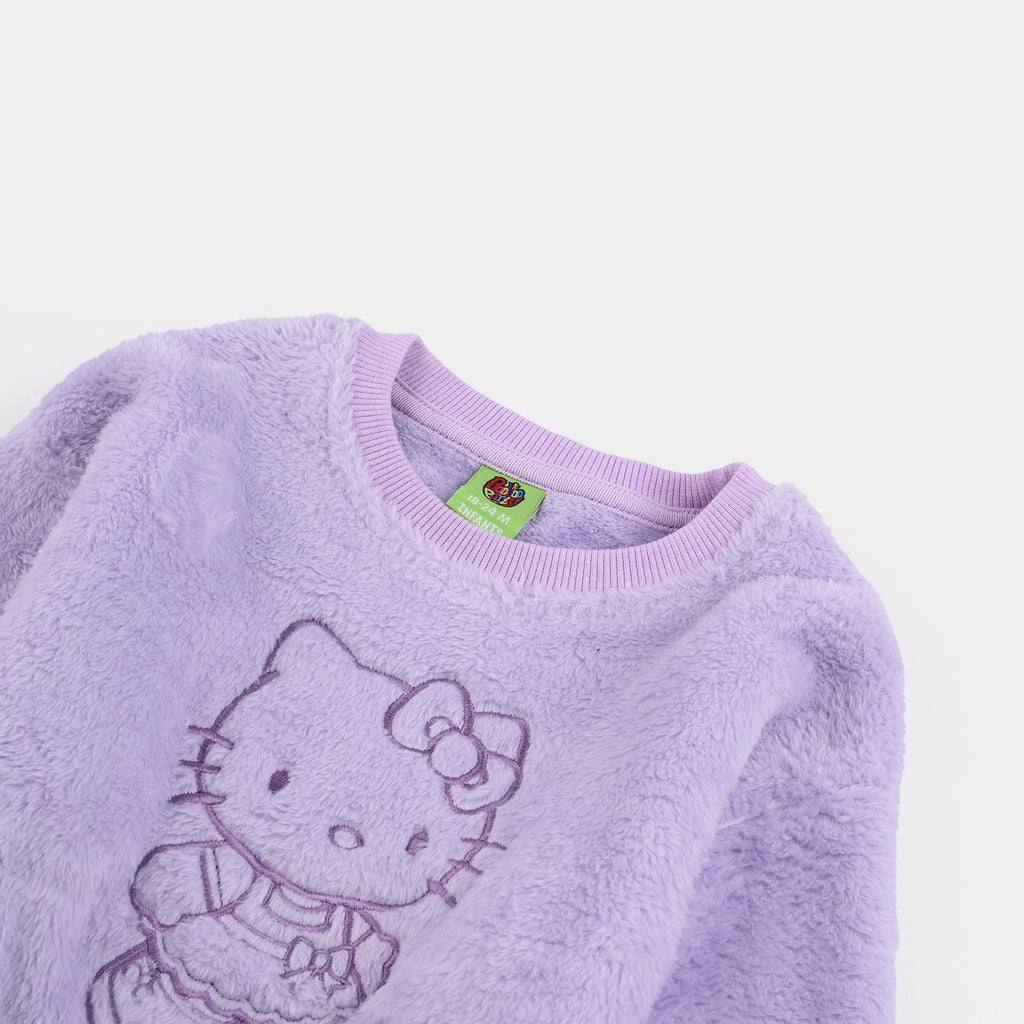 Infant Girls Fleece Sweatshirt KITTY-Purple