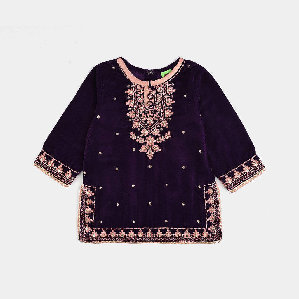 Infant Girls Velvet 3Pcs Rani-Purple