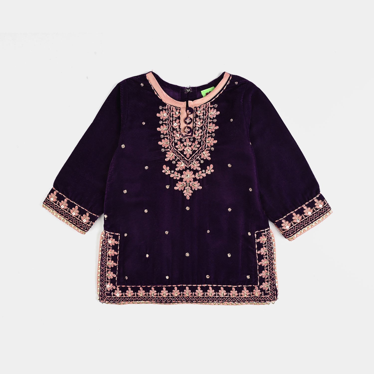 Infant Girls Velvet 3Pcs Rani-Purple