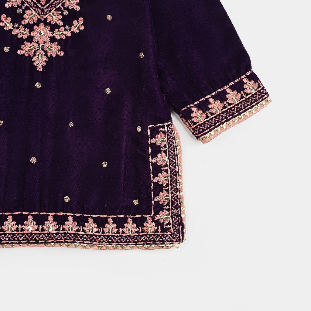 Infant Girls Velvet 3Pcs Rani-Purple
