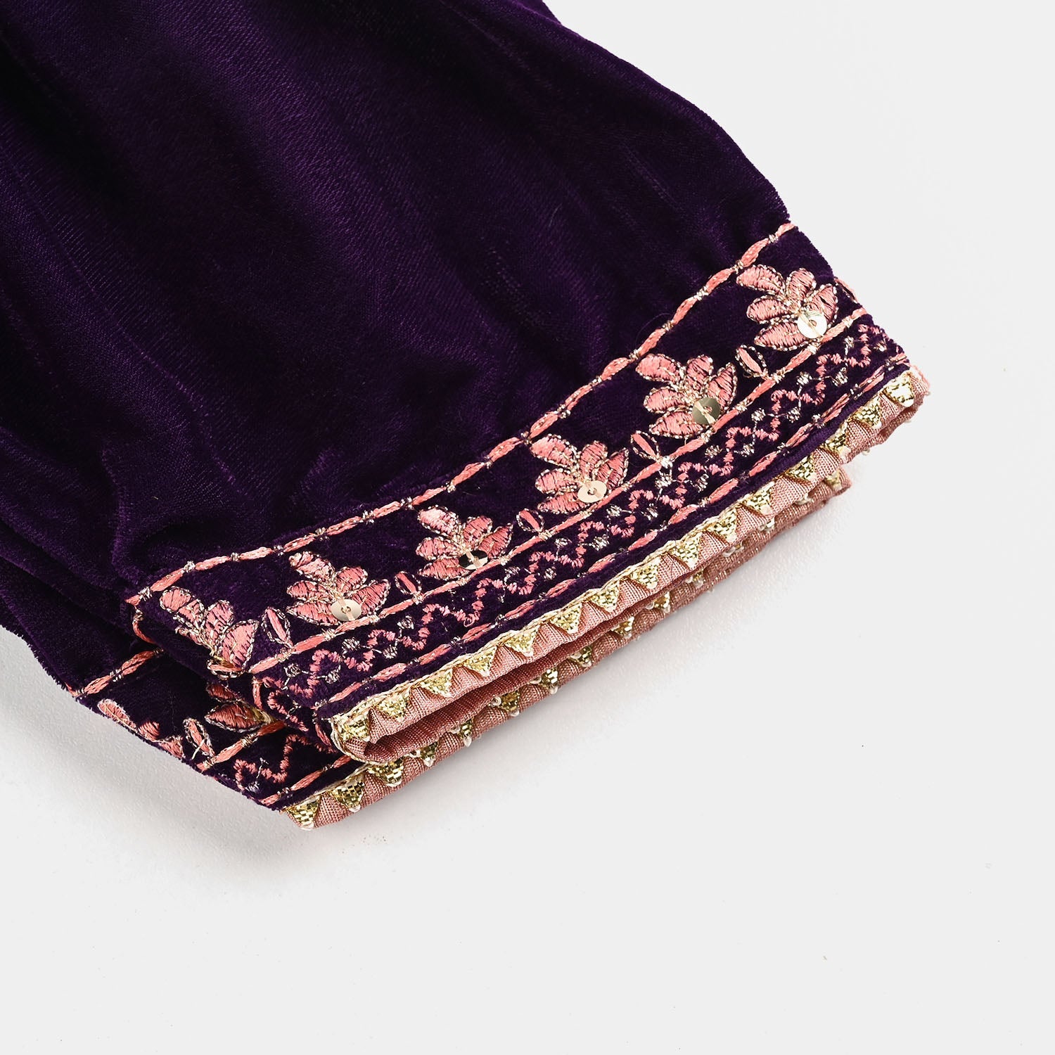 Infant Girls Velvet 3Pcs Rani-Purple