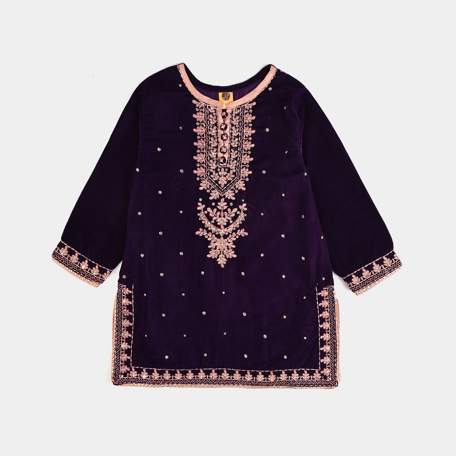 Girls Velvet 3Pcs Rani-Purple