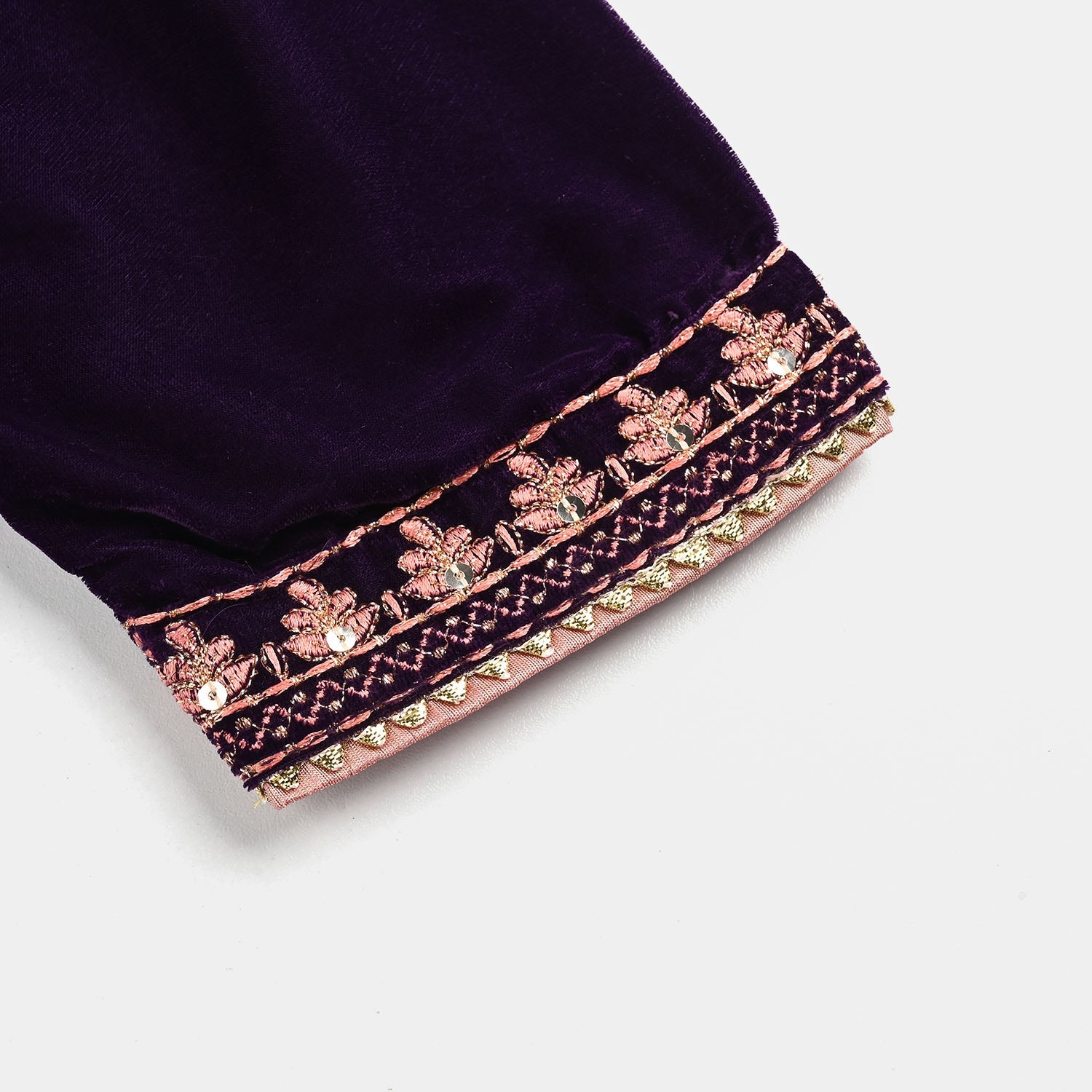 Girls Velvet 3Pcs Rani-Purple