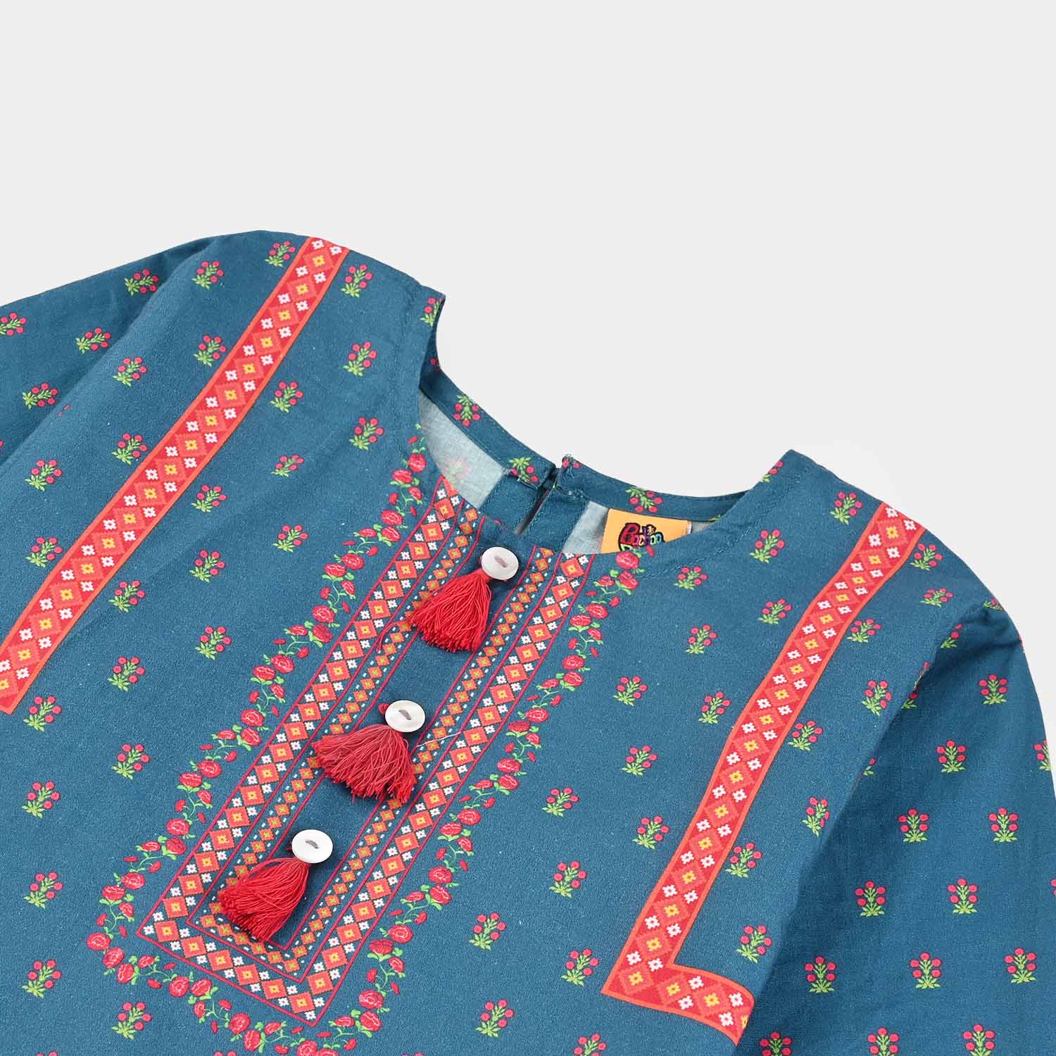 Girls Cotton Printed Kurti Blue Tribe-BLUE