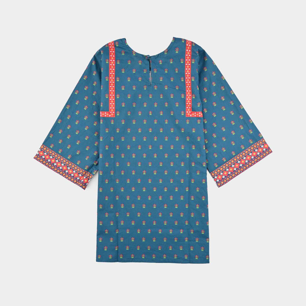 Girls Cotton Printed Kurti Blue Tribe-BLUE