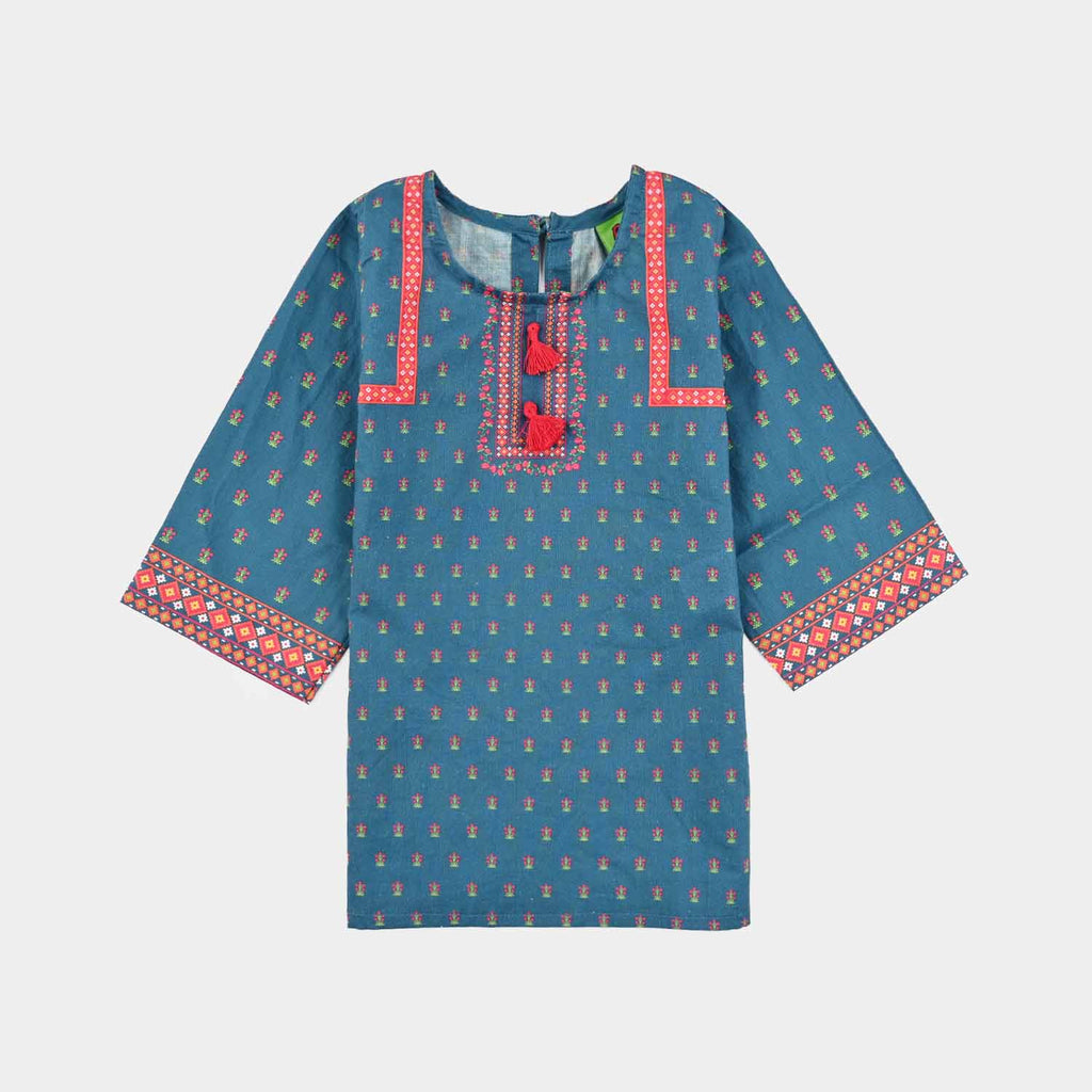 Infant Girls Cotton Printed Kurti Blue Tribe-BLUE