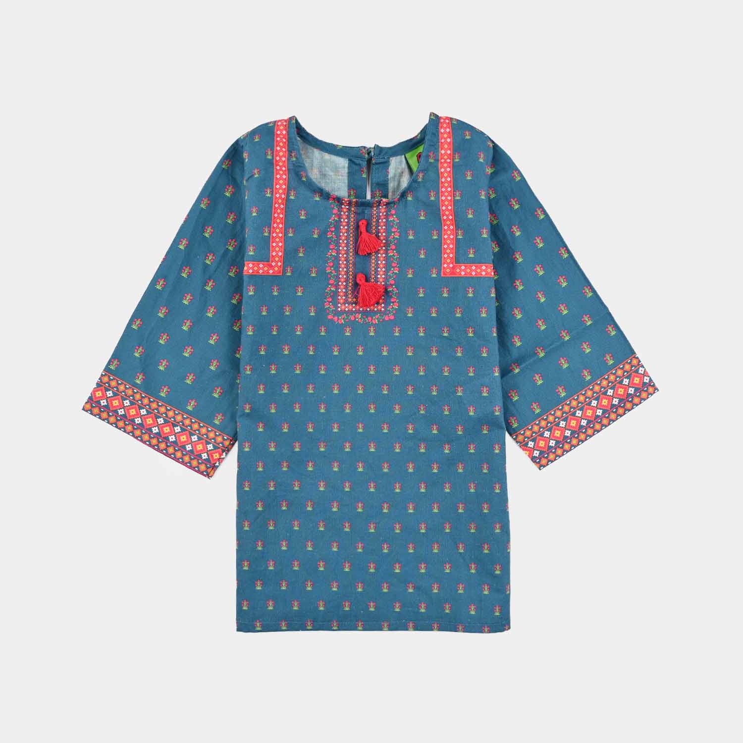 Infant Girls Cotton Printed Kurti Blue Tribe-BLUE