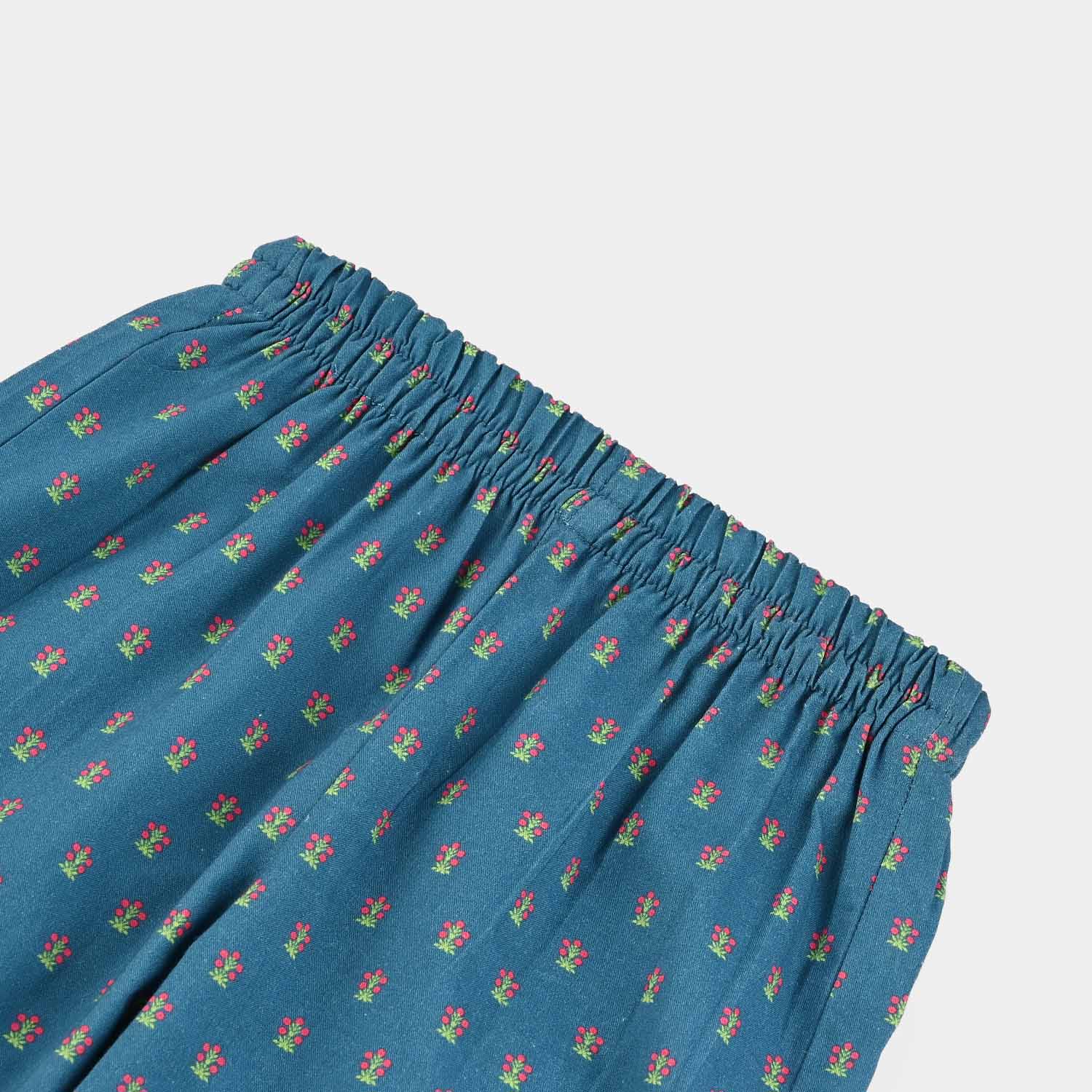 Infant Girls Cotton Printed Culotte Tribe-BLUE