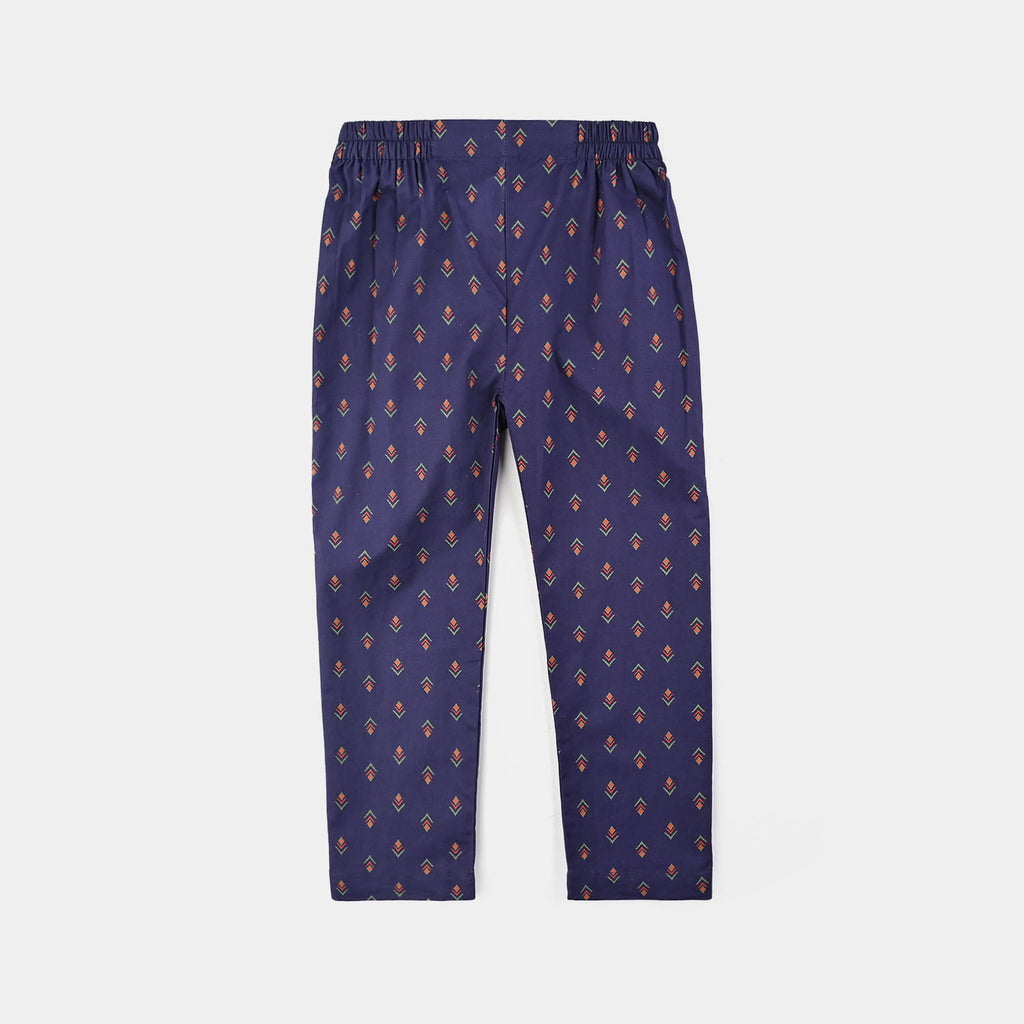 Girls Cotton Printed Pant IKAT-Purple