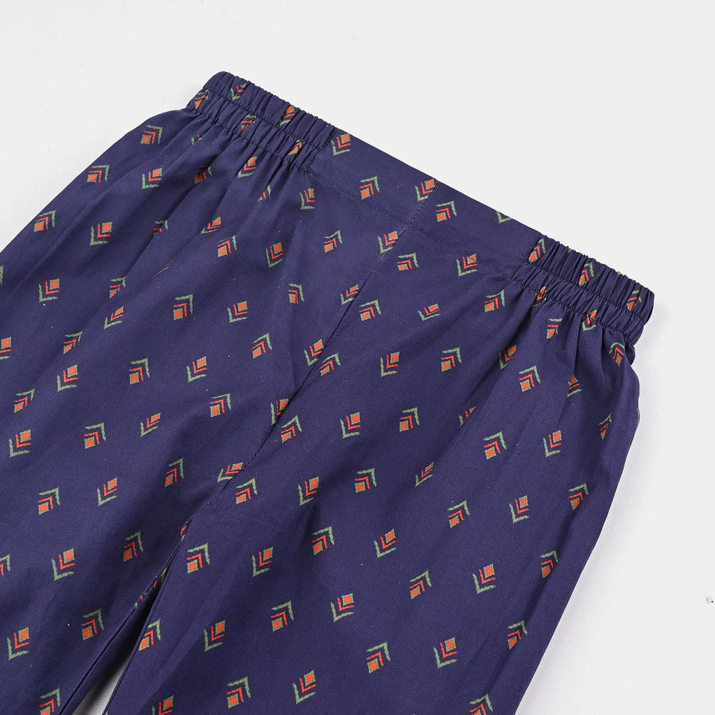 Girls Cotton Printed Pant IKAT-Purple