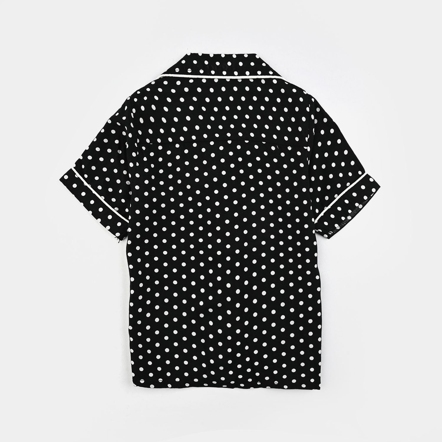 Infant Girls Viscose Night Suit-Polka Dot-BLACK