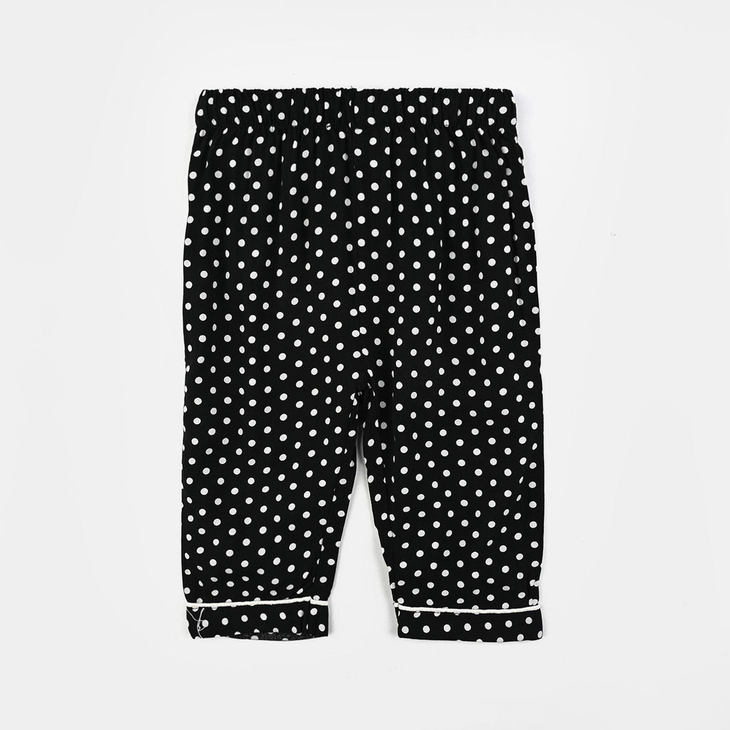 Infant Girls Viscose Night Suit-Polka Dot-BLACK